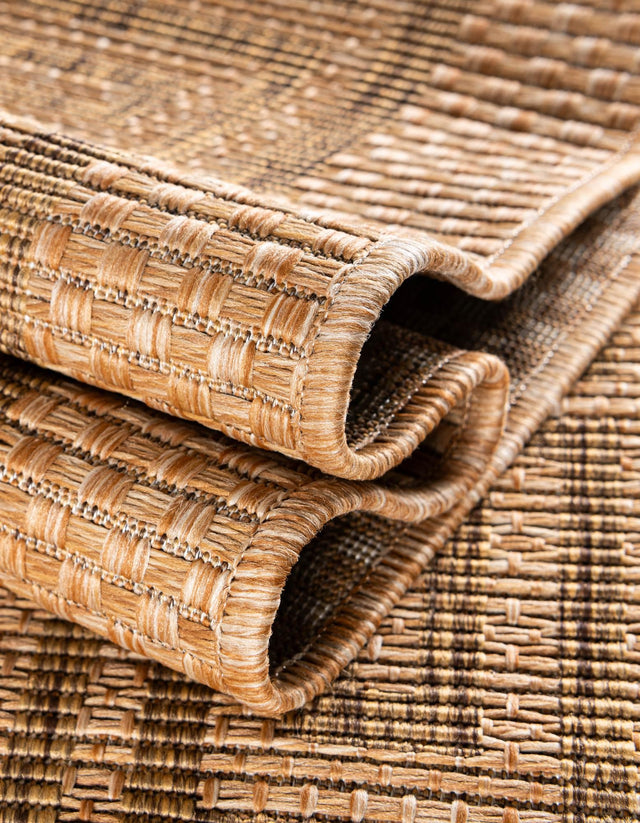 Light Brown 6' 1 x 6' 1 Outdoor Border Square Area Rug Weather Resistant for Patio, Deck, Terrace, Balcony, Porch 100% Polypropylene Classic Bordered Carpet for Sale at Rug Engine