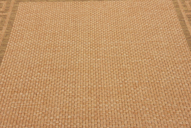 Light Brown 6' 1 x 6' 1 Outdoor Border Square Area Rug Weather Resistant for Patio, Deck, Terrace, Balcony, Porch 100% Polypropylene Classic Bordered Carpet for Sale at Rug Engine