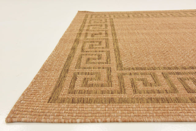 Light Brown 6' 1 x 6' 1 Outdoor Border Square Area Rug Weather Resistant for Patio, Deck, Terrace, Balcony, Porch 100% Polypropylene Classic Bordered Carpet for Sale at Rug Engine
