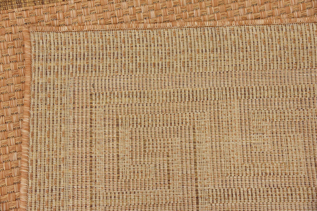 Light Brown 6' 1 x 6' 1 Outdoor Border Square Area Rug Weather Resistant for Patio, Deck, Terrace, Balcony, Porch 100% Polypropylene Classic Bordered Carpet for Sale at Rug Engine