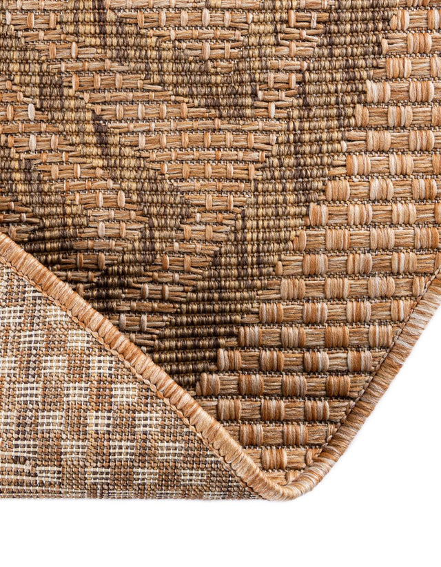 Light Brown 6' 1 x 6' 1 Outdoor Border Round Area Rug Weather Resistant for Patio, Deck, Terrace, Balcony, Porch 100% Polypropylene Classic Bordered Carpet for Sale at Rug Engine