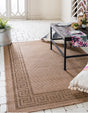 Light Brown 3' 3 x 5' 1 Outdoor Border Rectangle Rug