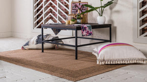 Light Brown 3' 3 x 5' 1 Outdoor Border Rectangle Rug