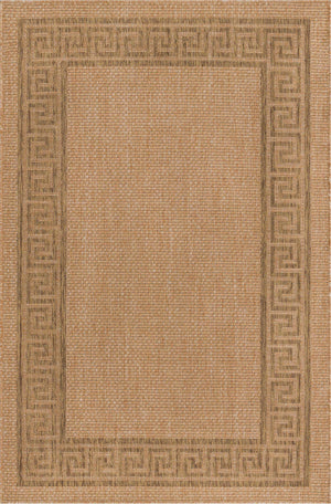 Light Brown 5' 3 x 8' Outdoor Border Rectangle Area Rug Weather Resistant for Patio, Deck, Terrace, Balcony, Porch 100% Polypropylene Classic Bordered Carpet for Sale at Rug Engine