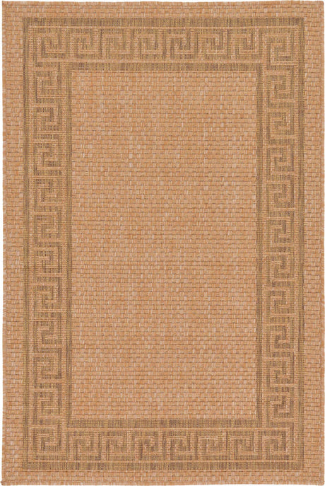 Light Brown 3' 3 x 5' 1 Outdoor Border Rectangle Rug