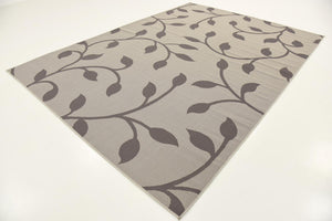 Gray 7' 1 x 10' Outdoor Botanical Rectangle Area Rug Weather Resistant for Patio, Deck, Terrace, Balcony, Porch Polypropylene Garden Floral Tropical Carpet for Sale at Rug Engine