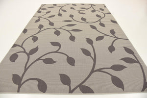 Gray 7' 1 x 10' Outdoor Botanical Rectangle Area Rug Weather Resistant for Patio, Deck, Terrace, Balcony, Porch Polypropylene Garden Floral Tropical Carpet for Sale at Rug Engine