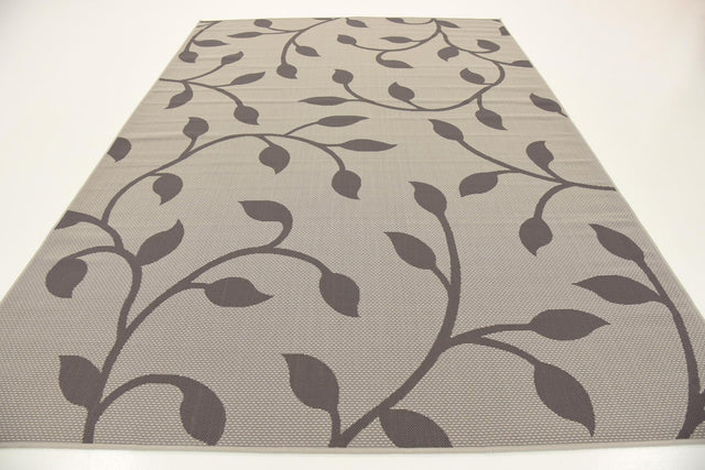 Gray 7' 1 x 10' Outdoor Botanical Rectangle Area Rug Weather Resistant for Patio, Deck, Terrace, Balcony, Porch Polypropylene Garden Floral Tropical Carpet for Sale at Rug Engine
