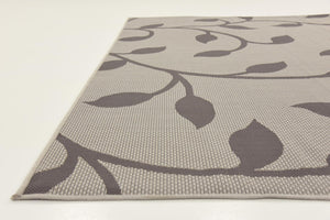 Gray 7' 1 x 10' Outdoor Botanical Rectangle Area Rug Weather Resistant for Patio, Deck, Terrace, Balcony, Porch Polypropylene Garden Floral Tropical Carpet for Sale at Rug Engine