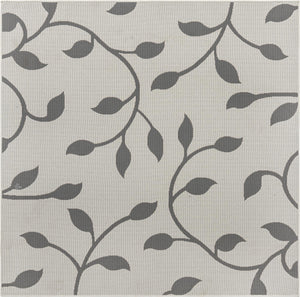 Gray 6' 1 x 6' 1 Outdoor Botanical Square Area Rug Weather Resistant for Patio, Deck, Terrace, Balcony, Porch Polypropylene Garden Floral Tropical Carpet for Sale at Rug Engine