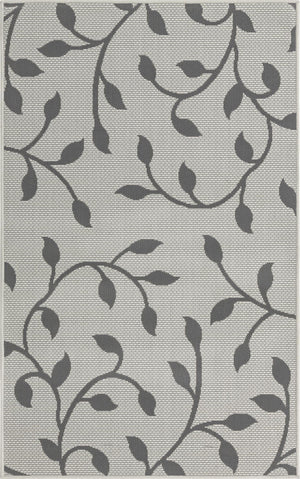 Gray 3' 3 x 5' 1 Outdoor Botanical Rectangle Area Rug Weather Resistant for Patio, Deck, Terrace, Balcony, Porch Polypropylene Garden Floral Tropical Carpet for Sale at Rug Engine