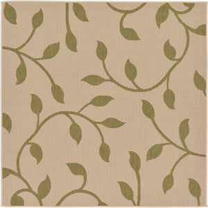 Beige 6' 1 x 6' 1 Outdoor Botanical Square Rug