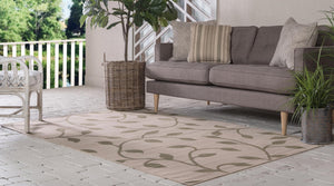 Beige 5' 3 x 8' Outdoor Botanical Rectangle Area Rug Weather Resistant for Patio, Deck, Terrace, Balcony, Porch Polypropylene Garden Floral Tropical Carpet for Sale at Rug Engine