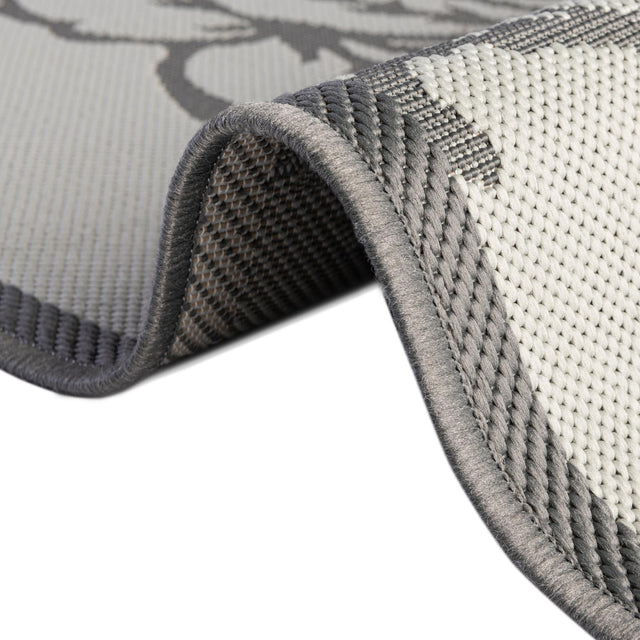 Gray 5' 3 x 8' Outdoor Botanical Rectangle Area Rug Weather Resistant for Patio, Deck, Terrace, Balcony, Porch Polypropylene Garden Floral Tropical Carpet for Sale at Rug Engine