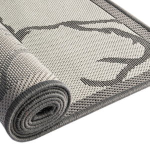 Gray 5' 3 x 8' Outdoor Botanical Rectangle Area Rug Weather Resistant for Patio, Deck, Terrace, Balcony, Porch Polypropylene Garden Floral Tropical Carpet for Sale at Rug Engine