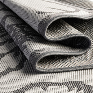 Gray 5' 3 x 8' Outdoor Botanical Rectangle Area Rug Weather Resistant for Patio, Deck, Terrace, Balcony, Porch Polypropylene Garden Floral Tropical Carpet for Sale at Rug Engine