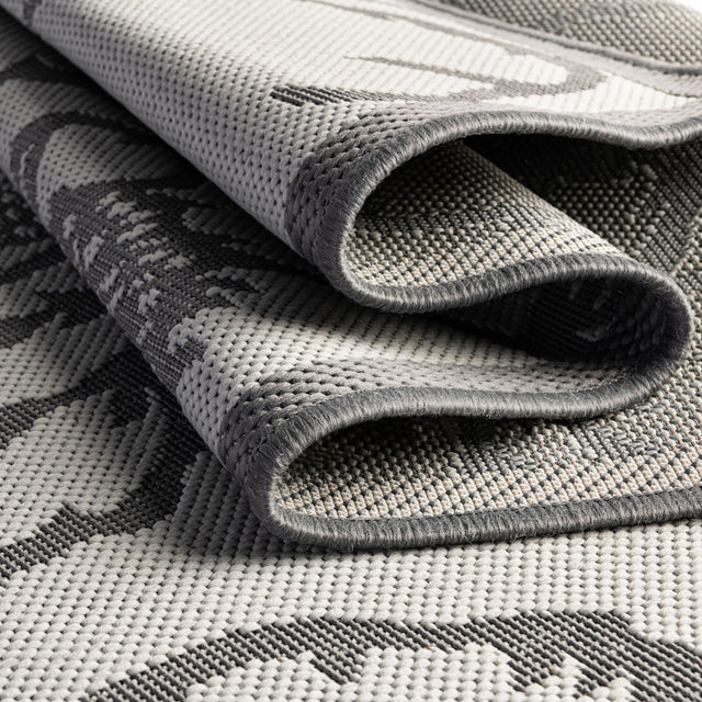 Gray 5' 3 x 8' Outdoor Botanical Rectangle Area Rug Weather Resistant for Patio, Deck, Terrace, Balcony, Porch Polypropylene Garden Floral Tropical Carpet for Sale at Rug Engine