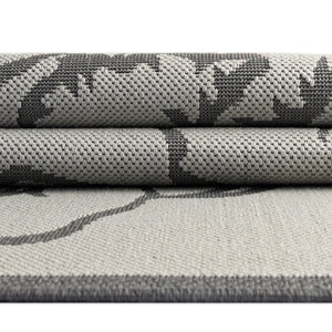 Gray 5' 3 x 8' Outdoor Botanical Rectangle Area Rug Weather Resistant for Patio, Deck, Terrace, Balcony, Porch Polypropylene Garden Floral Tropical Carpet for Sale at Rug Engine