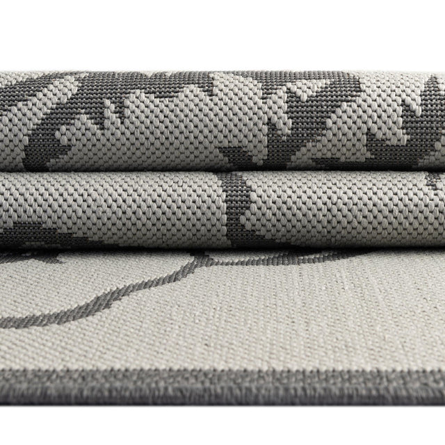 Gray 5' 3 x 8' Outdoor Botanical Rectangle Area Rug Weather Resistant for Patio, Deck, Terrace, Balcony, Porch Polypropylene Garden Floral Tropical Carpet for Sale at Rug Engine