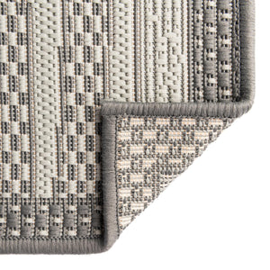 Gray 6' 1 x 6' 1 Outdoor Border Square Area Rug Weather Resistant for Patio, Deck, Terrace, Balcony, Porch 100% Polypropylene Classic Bordered Carpet for Sale at Rug Engine