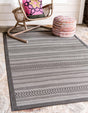 Gray 5' 3 x 8' Outdoor Border Rectangle Area Rug Weather Resistant for Patio, Deck, Terrace, Balcony, Porch 100% Polypropylene Classic Bordered Carpet for Sale at Rug Engine