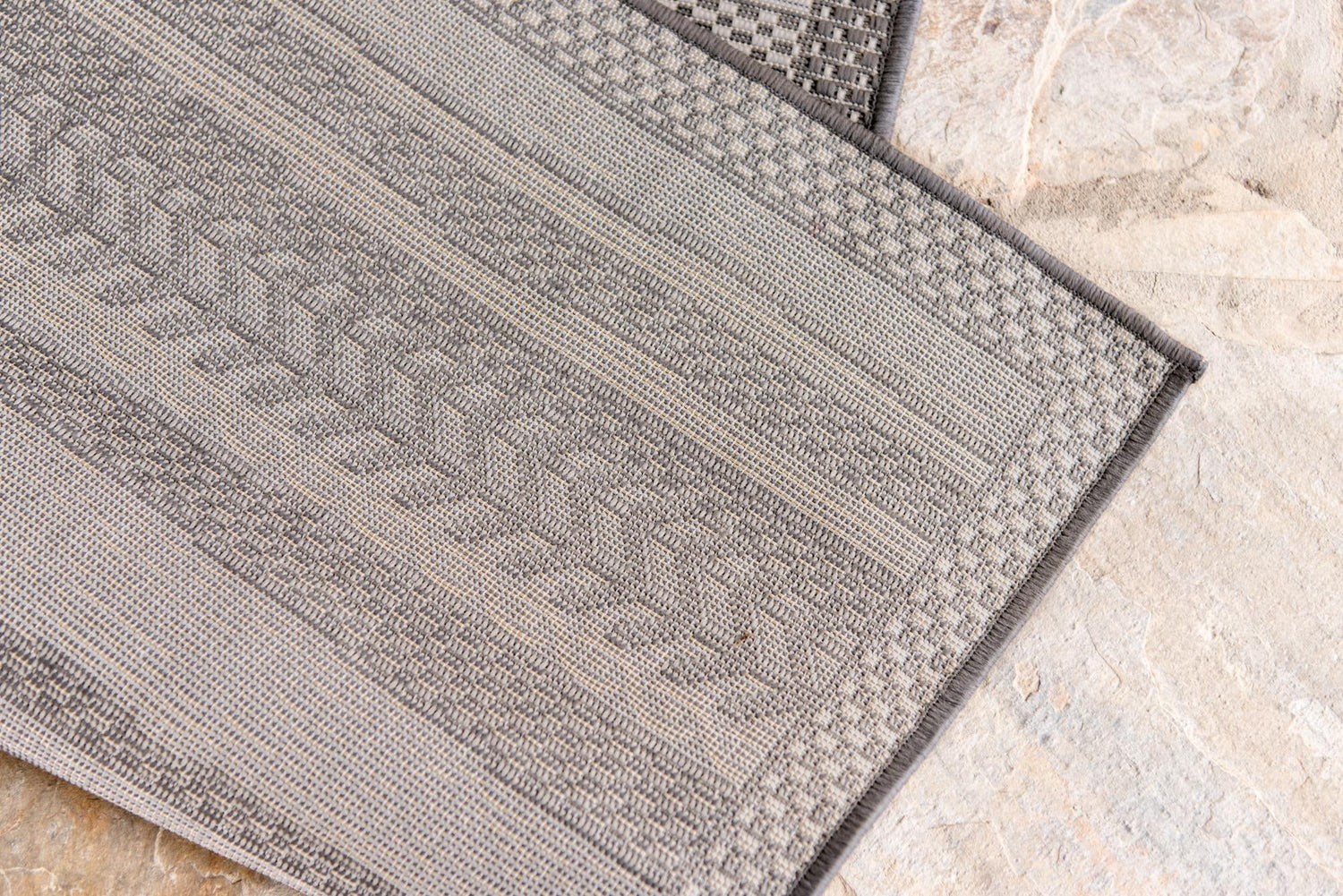 Gray 8' x 11' 4 Outdoor Border Rectangle Area Rug Weather Resistant for Patio, Deck, Terrace, Balcony, Porch 100% Polypropylene Classic Bordered Carpet for Sale at Rug Engine