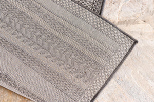Gray 7' 1 x 10' Outdoor Border Rectangle Area Rug Weather Resistant for Patio, Deck, Terrace, Balcony, Porch 100% Polypropylene Classic Bordered Carpet for Sale at Rug Engine