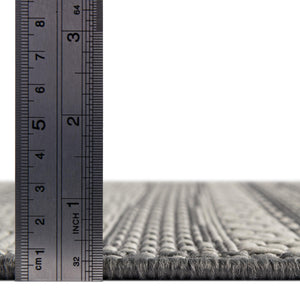 Gray 9' x 12' 2 Outdoor Border Rectangle Rug
