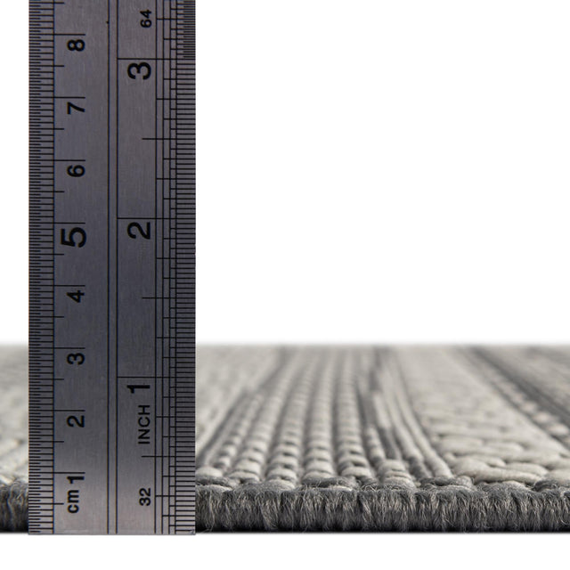 Gray 9' x 12' 2 Outdoor Border Rectangle Rug