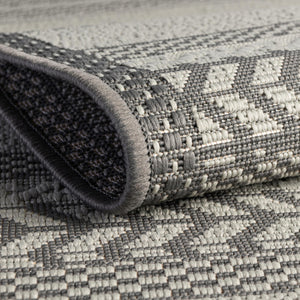 Gray 9' x 12' 2 Outdoor Border Rectangle Rug