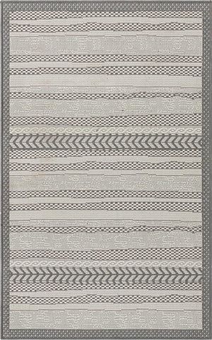 Gray 3' 3 x 5' 1 Outdoor Border Rectangle Area Rug Weather Resistant for Patio, Deck, Terrace, Balcony, Porch 100% Polypropylene Classic Bordered Carpet for Sale at Rug Engine