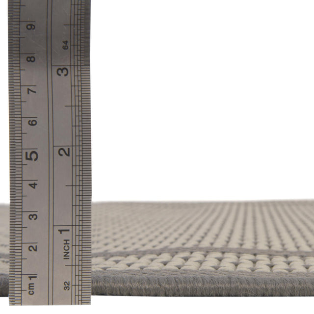 Gray 5' 3 x 8' Outdoor Border Rectangle Area Rug Weather Resistant for Patio, Deck, Terrace, Balcony, Porch