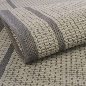 Gray 5' 3 x 8' Outdoor Border Rectangle Area Rug Weather Resistant for Patio, Deck, Terrace, Balcony, Porch