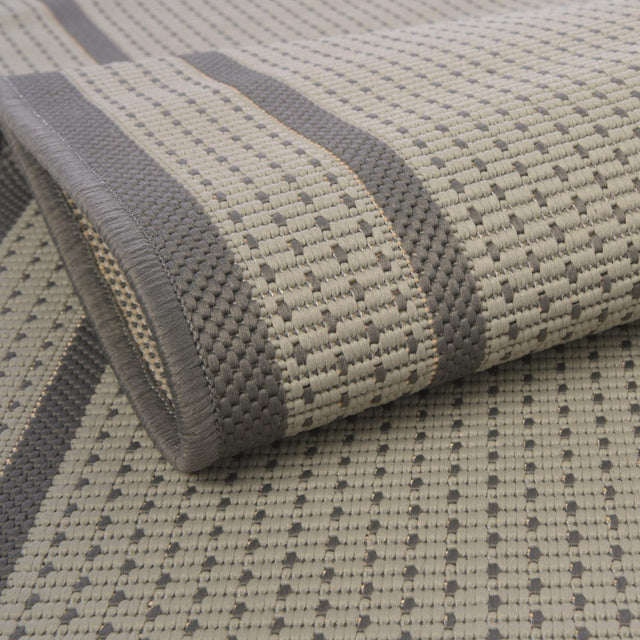 Gray 5' 3 x 8' Outdoor Border Rectangle Area Rug Weather Resistant for Patio, Deck, Terrace, Balcony, Porch
