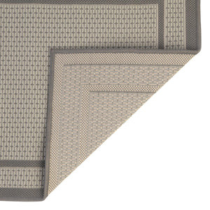 Gray 5' 3 x 8' Outdoor Border Rectangle Area Rug Weather Resistant for Patio, Deck, Terrace, Balcony, Porch