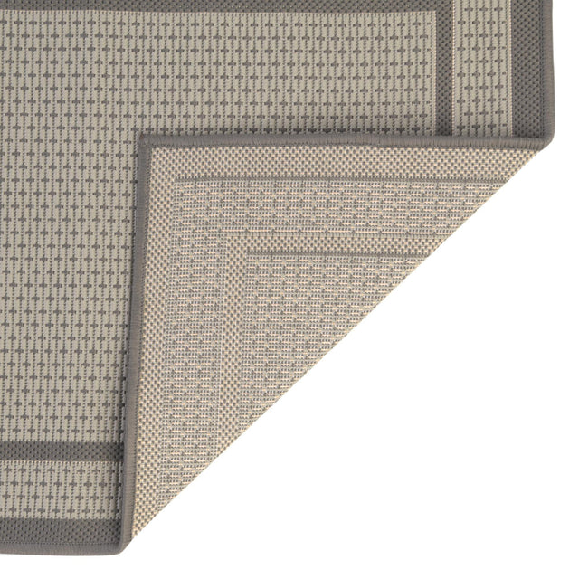 Gray 5' 3 x 8' Outdoor Border Rectangle Area Rug Weather Resistant for Patio, Deck, Terrace, Balcony, Porch