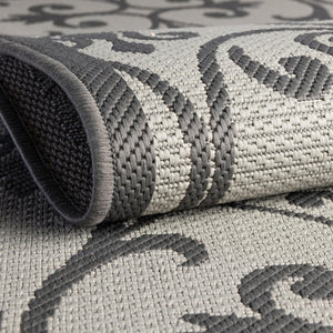 Gray 6' 1 x 9' Outdoor Botanical Rectangle Area Rug Weather Resistant for Patio, Deck, Terrace, Balcony, Porch Polypropylene Garden Floral Tropical Carpet for Sale at Rug Engine