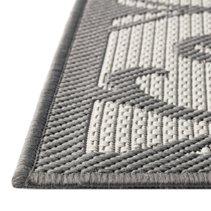 Gray 6' 1 x 9' Outdoor Botanical Rectangle Area Rug Weather Resistant for Patio, Deck, Terrace, Balcony, Porch Polypropylene Garden Floral Tropical Carpet for Sale at Rug Engine