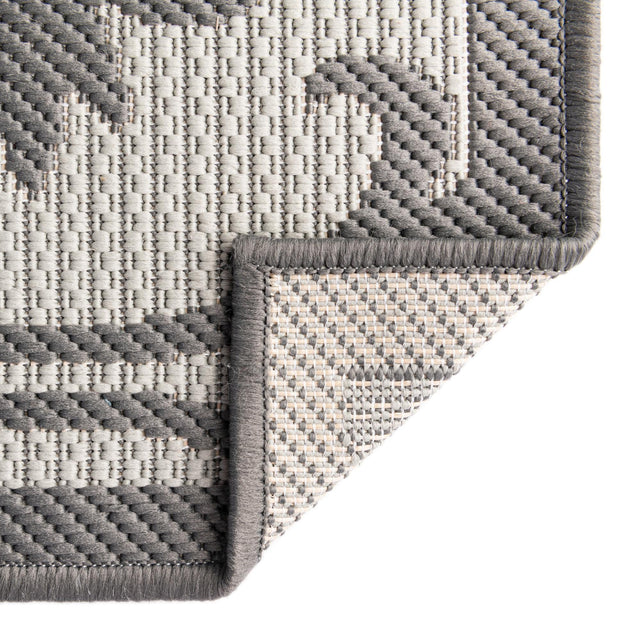 Gray 2' 2 x 3' 1 Outdoor Botanical Rectangle Area Rug Weather Resistant for Patio, Deck, Terrace, Balcony, Porch