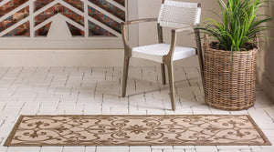 Brown 2' 2 x 6' 1 Outdoor Botanical Runner Rug