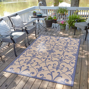 Blue 2' 2 x 3' 1 Outdoor Botanical Rectangle Rug