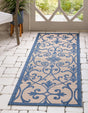 Blue 2' 2 x 6' 1 Outdoor Botanical Runner Rug