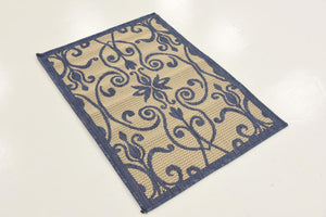 Blue 2' 2 x 3' 1 Outdoor Botanical Rectangle Rug