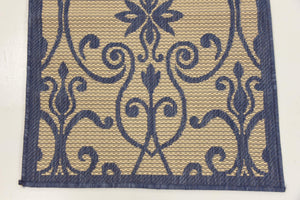 Blue 2' 2 x 3' 1 Outdoor Botanical Rectangle Rug