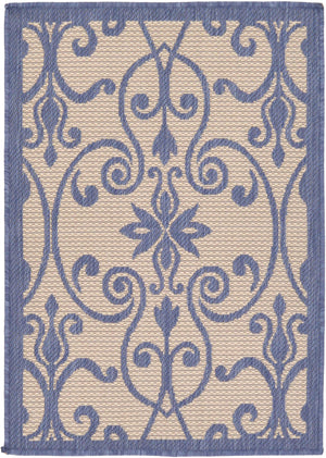 Blue 2' 2 x 3' 1 Outdoor Botanical Rectangle Rug