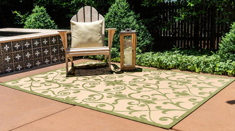 Green 2' 2 x 3' Outdoor Botanical Rectangle Rug