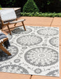 Gray 7' 1 x 10' Outdoor Botanical Rectangle Rug