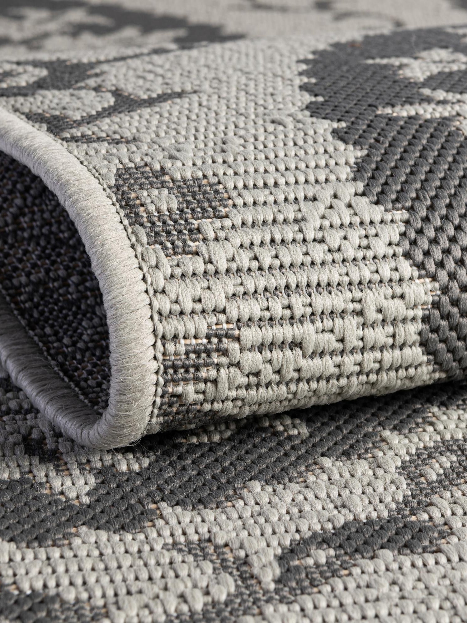 Gray 9' x 12' Outdoor Botanical Rectangle Area Rug Weather Resistant for Patio, Deck, Terrace, Balcony, Porch Polypropylene Garden Floral Tropical Carpet for Sale at Rug Engine