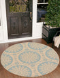 Aqua 6' 1 x 6' 1 Outdoor Botanical Round Rug