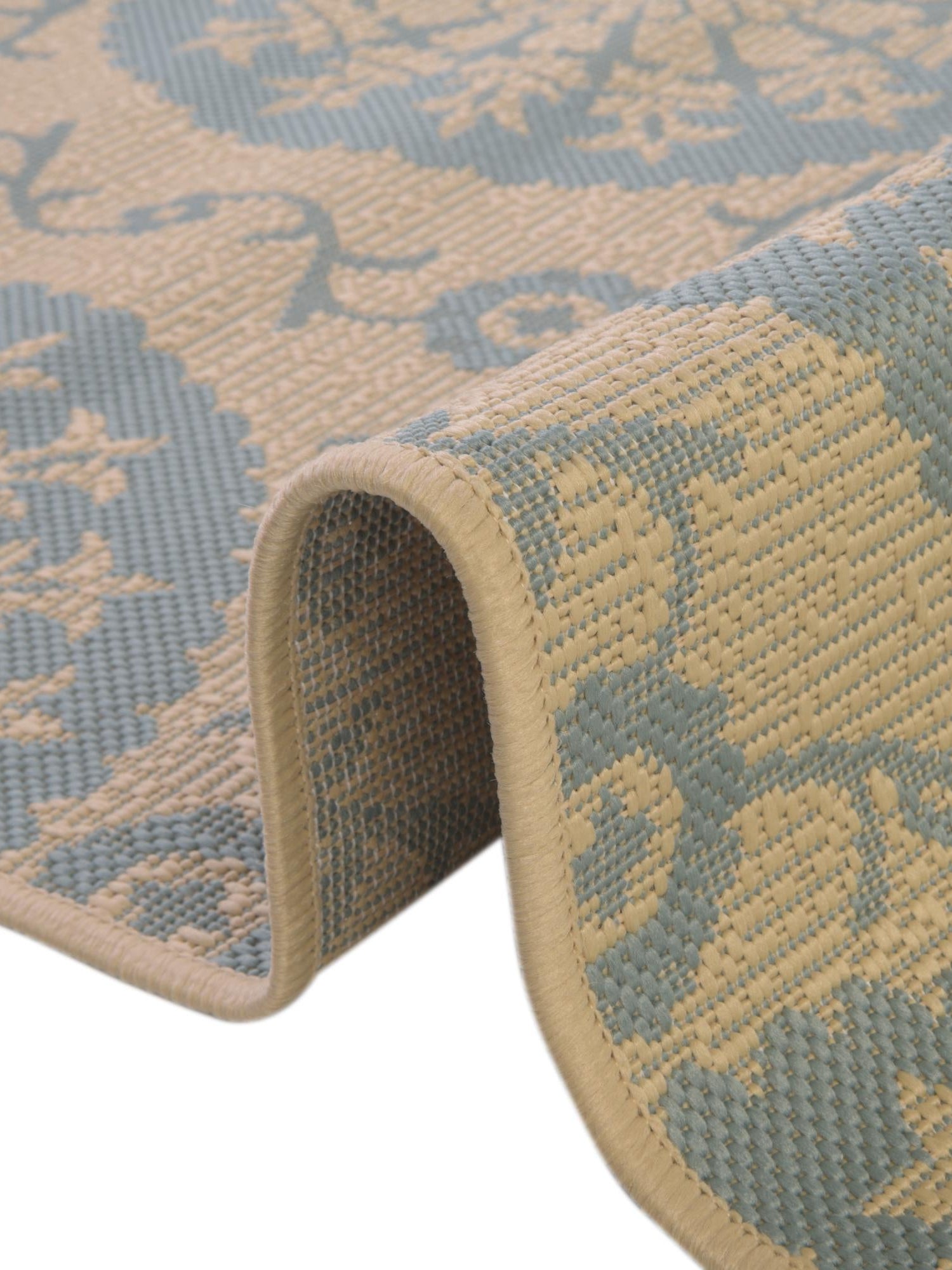 Aqua 3' 3 x 5' 1 Outdoor Botanical Rectangle Area Rug Weather Resistant for Patio, Deck, Terrace, Balcony, Porch Polypropylene Garden Floral Tropical Carpet for Sale at Rug Engine
